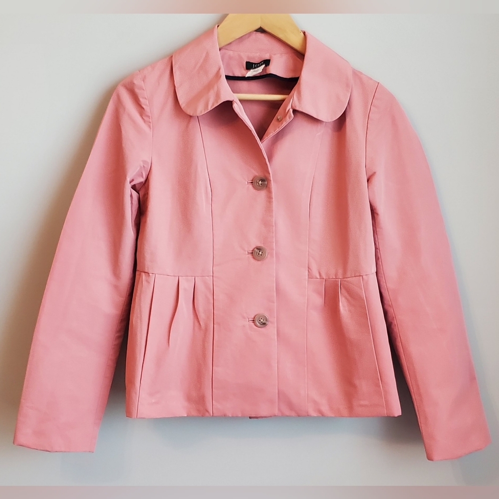 J Crew Faille Maisy Waterproof Peplum Style Rain Coat Jacket, Size 0